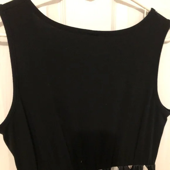 NWOT Black and White polka dot sun dress, with green stripe at hem XL NWOT - Picture 3 of 10